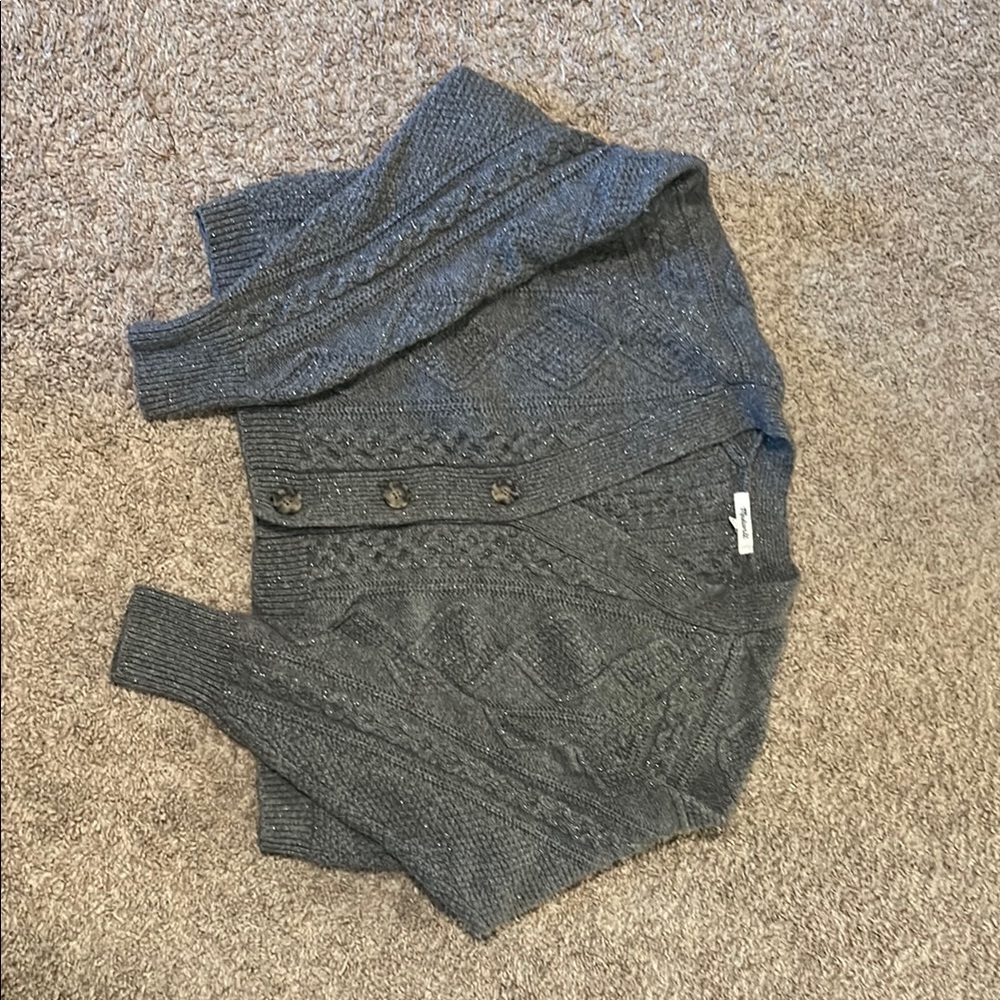 Madewell Sparkly Gray Cable Knit Cardigan